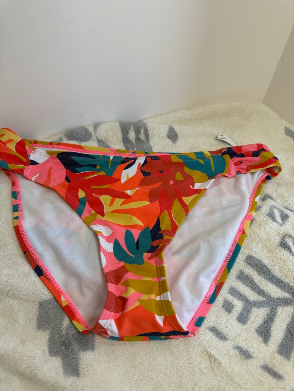 Tropical Leaf Print Bikini Bottom - Multicolor